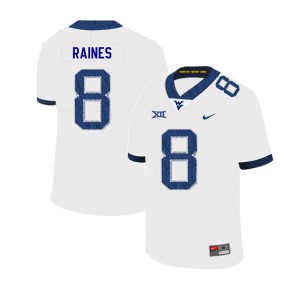 Men's West Virginia Mountaineers Kwantel Raines #8 White 2019 Stitched Jerseys 525257-650