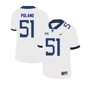 Men's West Virginia Mountaineers Kyle Poland #51 Stitched 2019 White Jersey 982652-775