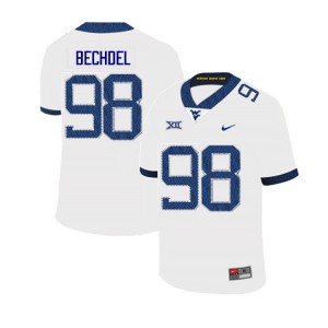 Men's West Virginia Mountaineers Leighton Bechdel #98 2019 Embroidery White Jersey 148573-406