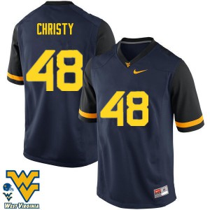 Mens West Virginia Mountaineers Mac Christy #48 Navy Football Jersey 341202-796