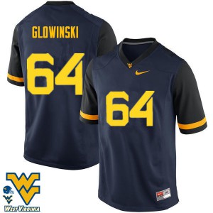 Men's West Virginia Mountaineers Mark Glowinski #64 Navy Football Jersey 355520-259