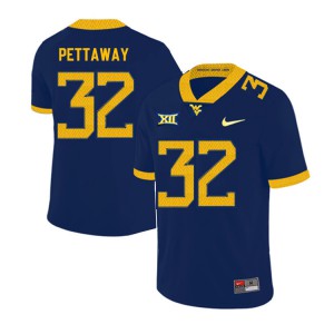 Mens West Virginia Mountaineers Martell Pettaway #32 Navy Embroidery 2019 Jersey 539400-275