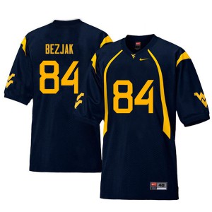 Men West Virginia Mountaineers Matt Bezjak #84 Retro Navy Football Jersey 829088-270