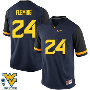 Men West Virginia Mountaineers Maurice Fleming #24 Embroidery Navy Jersey 854083-219