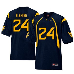 Men West Virginia Mountaineers Maurice Fleming #24 Embroidery Navy Retro Jerseys 755777-469