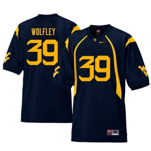 Mens West Virginia Mountaineers Maverick Wolfley #39 Navy Stitch Retro Jerseys 242907-286