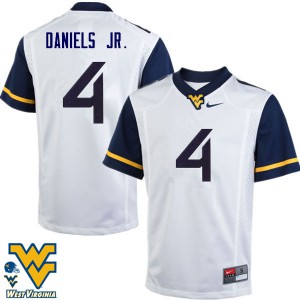 Men's West Virginia Mountaineers Mike Daniels Jr. #4 White Stitched Jersey 632754-858