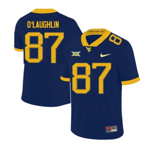 Men's West Virginia Mountaineers Mike O'Laughlin #87 Stitched Navy 2019 Jerseys 665126-685