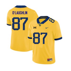 Mens West Virginia Mountaineers Mike O'Laughlin #87 Yellow NCAA 2019 Jersey 359513-166