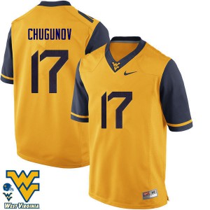Mens West Virginia Mountaineers Mitch Chugunov #17 Player Gold Jerseys 969933-427