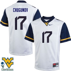 Mens West Virginia Mountaineers Mitch Chugunov #17 White Embroidery Jerseys 829012-846