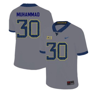 Men's West Virginia Mountaineers Naim Muhammad #30 Gray 2019 Embroidery Jersey 637501-573