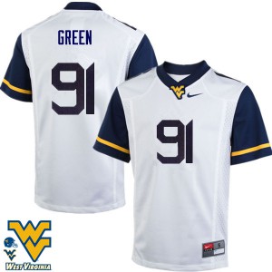 Mens West Virginia Mountaineers Nate Green #91 White University Jersey 359318-101