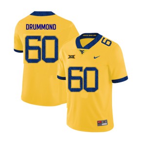 Mens West Virginia Mountaineers Noah Drummond #60 Yellow Player 2019 Jersey 412656-797