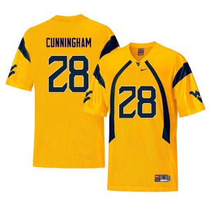 Mens West Virginia Mountaineers Nunu Cunningham #28 Yellow Embroidery Retro Jerseys 462000-394