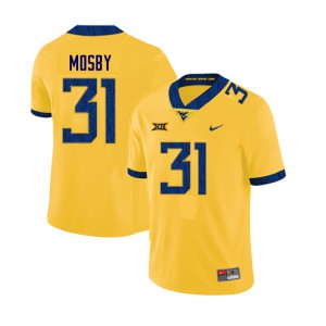Mens West Virginia Mountaineers Quamaezius Mosby #31 Stitched Yellow Jerseys 756379-468