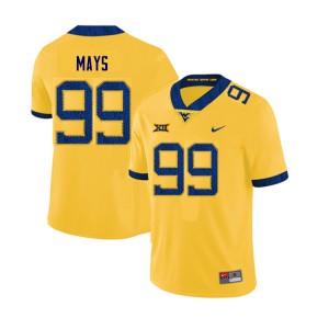 Mens West Virginia Mountaineers Quay Mays #99 Yellow Player Jersey 412748-619