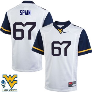 Mens West Virginia Mountaineers Quinton Spain #67 White Stitched Jerseys 284223-413