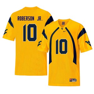 Men West Virginia Mountaineers Reggie Roberson Jr. #10 Yellow Football Retro Jerseys 290260-532