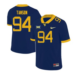 Mens West Virginia Mountaineers Russell Tanson #94 Navy Stitched Jersey 317273-577