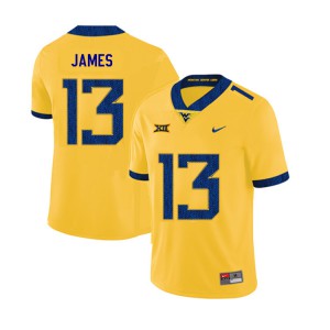 Men West Virginia Mountaineers Sam James #13 Embroidery 2019 Yellow Jersey 913915-877