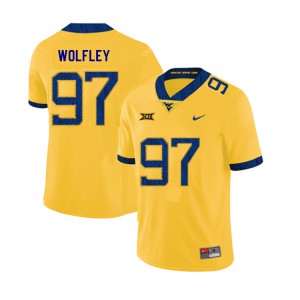 Mens West Virginia Mountaineers Stone Wolfley #97 Yellow 2019 Football Jersey 302886-329