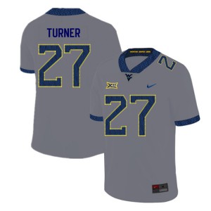 Mens West Virginia Mountaineers Tacorey Turner #27 Gray Embroidery 2019 Jersey 107012-140