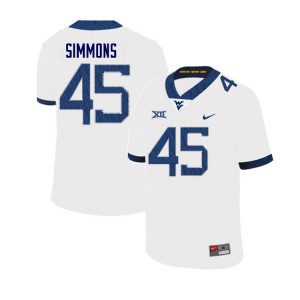 Men's West Virginia Mountaineers Taurus Simmons #45 Stitched White Jerseys 517424-274