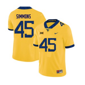Mens West Virginia Mountaineers Taurus Simmons #45 Yellow High School Jerseys 469737-471