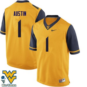 Men's West Virginia Mountaineers Tavon Austin #1 Gold Stitched Jersey 611337-904