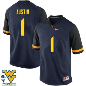 Men's West Virginia Mountaineers Tavon Austin #1 Navy Official Jerseys 948137-961