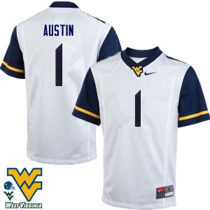 Men's West Virginia Mountaineers Tavon Austin #1 White Stitched Jersey 573617-483