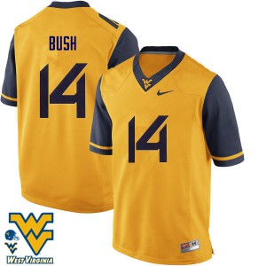 Men's West Virginia Mountaineers Tevin Bush #14 Gold Football Jersey 478086-546