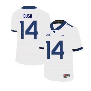 Men's West Virginia Mountaineers Tevin Bush #14 2019 Stitched White Jerseys 296679-879