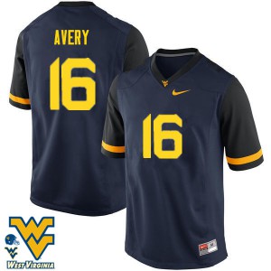 Mens West Virginia Mountaineers Toyous Avery #16 Navy Embroidery Jerseys 426994-731