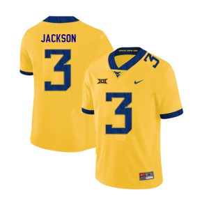 Mens West Virginia Mountaineers Trent Jackson #3 2019 NCAA Yellow Jersey 471562-276