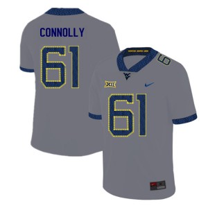 Mens West Virginia Mountaineers Tyler Connolly #61 Gray 2019 Embroidery Jersey 461598-235