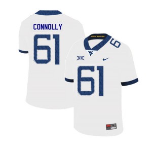 Mens West Virginia Mountaineers Tyler Connolly #61 2019 White Embroidery Jerseys 109595-589