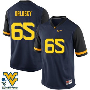 Mens West Virginia Mountaineers Tyler Orlosky #65 Official Navy Jerseys 217336-170