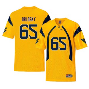 Mens West Virginia Mountaineers Tyler Orlosky #65 Yellow University Retro Jersey 493283-470