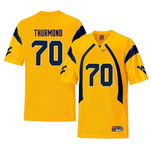 Men's West Virginia Mountaineers Tyler Thurmond #70 Embroidery Yellow Retro Jerseys 653221-100
