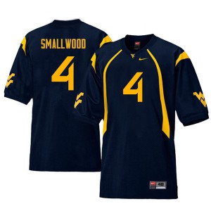 Men's West Virginia Mountaineers Wendell Smallwood #4 Navy Retro Official Jersey 994562-458