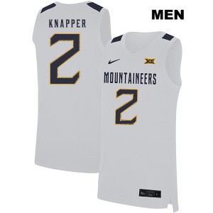 Men West Virginia Mountaineers Brandon Knapper #2 White NCAA Jerseys 592406-782