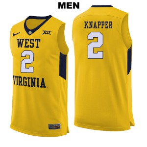 Mens West Virginia Mountaineers Brandon Knapper #2 College Yellow Jerseys 666860-612