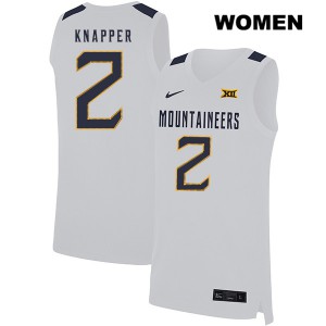 Womens West Virginia Mountaineers Brandon Knapper #2 Player White Jerseys 201234-379