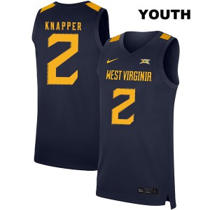 Youth West Virginia Mountaineers Brandon Knapper #2 Navy Basketball Jersey 690865-219