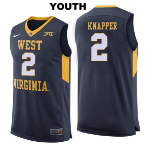 Youth West Virginia Mountaineers Brandon Knapper #2 Stitched Navy Jersey 919686-662