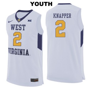 Youth West Virginia Mountaineers Brandon Knapper #2 White Stitch Jerseys 743437-911