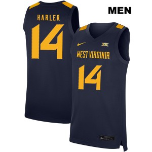 Men West Virginia Mountaineers Chase Harler #14 Navy Official Jerseys 767510-352
