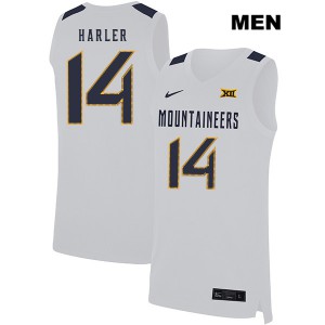 Men West Virginia Mountaineers Chase Harler #14 Stitch White Jersey 467770-958
